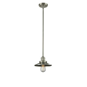 Railroad - 1 Light - 8 inch - Brushed Satin Nickel - Stem Hung - Mini Pendant