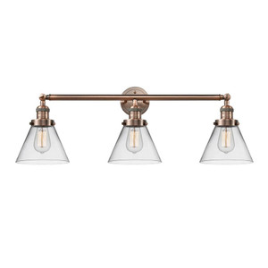 Cone - 3 Light - 32 inch - Antique Copper - Bath Vanity Light