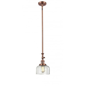 Bell - 1 Light - 8 inch - Antique Copper - Stem Hung - Adjustable Mini Pendant