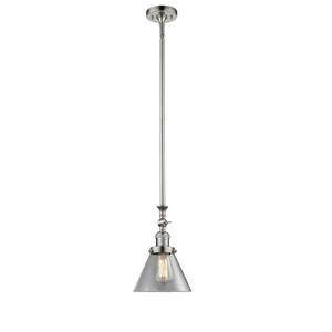 Cone - 1 Light - 8 inch - Polished Nickel - Stem Hung - Adjustable Mini Pendant
