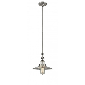 Halophane - 1 Light - 9 inch - Brushed Satin Nickel - Stem Hung - Adjustable Mini Pendant