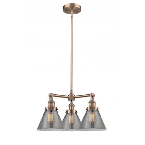 Cone - 3 Light - 22 inch - Antique Copper - Stem Hung - Chandelier