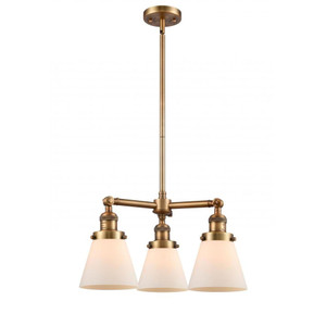 Cone - 3 Light - 19 inch - Brushed Brass - Stem Hung - Chandelier