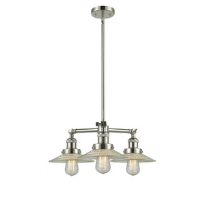 Halophane - 3 Light - 22 inch - Polished Nickel - Stem Hung - Chandelier