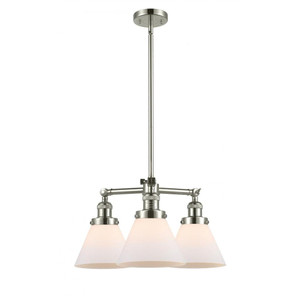 Cone - 3 Light - 22 inch - Polished Nickel - Stem Hung - Chandelier