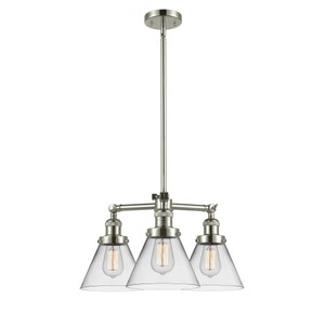 Cone - 3 Light - 22 inch - Polished Nickel - Stem Hung - Chandelier