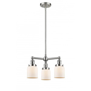 Bell - 3 Light - 19 inch - Brushed Satin Nickel - Stem Hung - Chandelier