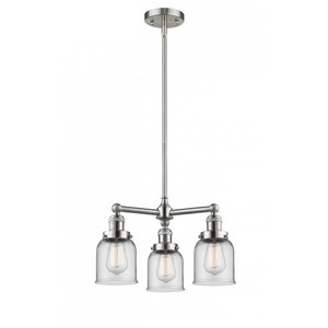Bell - 3 Light - 19 inch - Brushed Satin Nickel - Stem Hung - Chandelier
