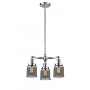 Bell - 3 Light - 19 inch - Brushed Satin Nickel - Stem Hung - Chandelier