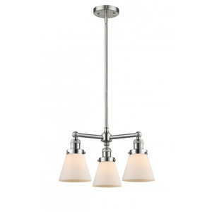 Cone - 3 Light - 19 inch - Brushed Satin Nickel - Stem Hung - Chandelier