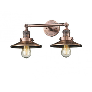 Railroad - 2 Light - 18 inch - Antique Copper - Adjustable Bath Vanity Light
