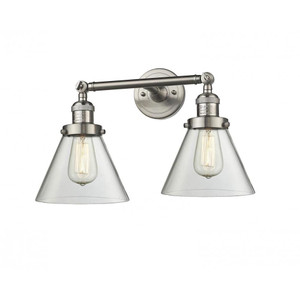 Cone - 2 Light - 18 inch - Brushed Satin Nickel - Adjustable Bath Vanity Light