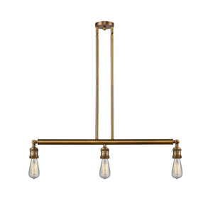 Bare Bulb - 3 Light - 38 inch - Brushed Brass - Stem Hung - Adjustable Island Light
