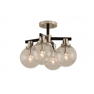 Cameo 16 Inch Semi Flush Mount – Matte Black Finish With Nickel Accents – 315440BPN