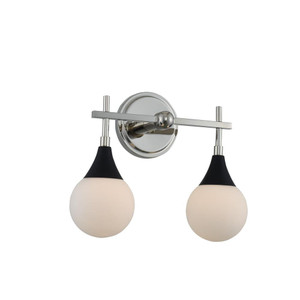 Bogart 14 Inch Bath Vanity Light – Matte Black w Polished Nickel – 508532BPN