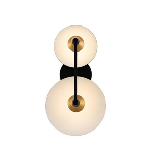 Redding 7 Inch Wall Sconce – Matte Black w White and Brass Accent – 513622BWB