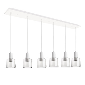 Samson, Multi Pendant, 5.88" – White/Clear Glass – MP12506WHCL-06