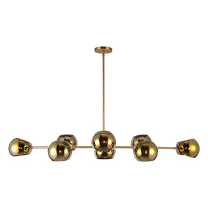 Willow 48-in Brushed Gold/Copper Glass 8 Lights Linear Pendant