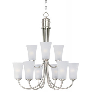 Logan 28.5 Inch 9 Light Multi-Tier Chandelier – Satin Nickel