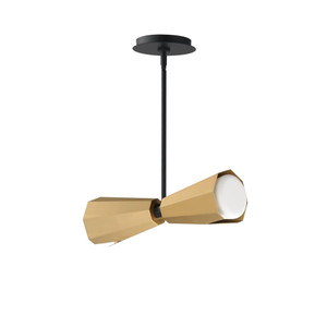 Rizzo 5 Inch 2 Light Pendant – Black / Antique Brass
