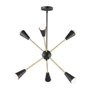 Lovell Inch 6 Light Pendant – Black / Satin Brass