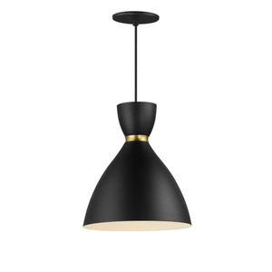 Carillon 10.5 Inch Mini Pendant – Black / Satin Brass
