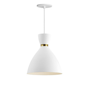 Carillon 10.5 Inch Mini Pendant – White/Satin Brass