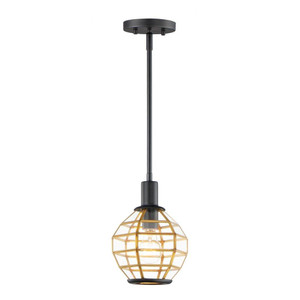 Heirloom 7.5 Inch Mini Pendant – Black / Burnished Brass