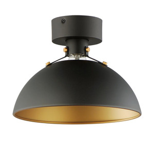 Dawn 12 Inch Semi Flush Mount Light – Antique Brass / Black