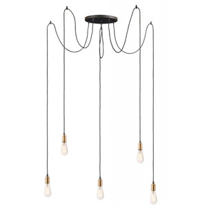 Early Electric 13.75 Inch 5 Light Pendant – Black / Antique Brass
