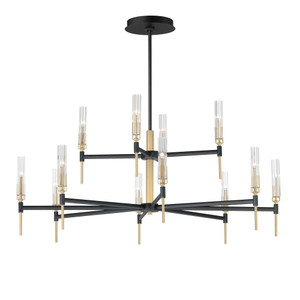 Flambeau 48 Inch Chandelier – Black / Antique Brass
