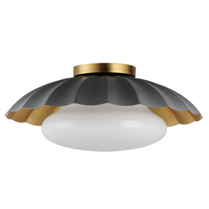 Primrose 16 Inch Flush Mount Light – Dark Grey / Gold Leaf