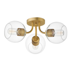 Knox 18 Inch Semi Flush Mount Light – Natural Aged Brass