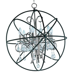 Orbit 25 Inch Semi Flush Mount Light – Anthracite / Polished Nickel