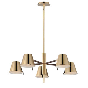 Carlo 28 Inch Chandelier – Dark Bronze, Leather, Heritage Brass