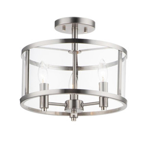 Sentinel 13.25 Inch Semi Flush Mount Light – Satin Nickel