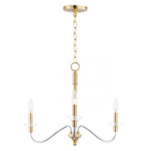 Clarion 24 Inch 3 Light Pendant – Polished Chrome / Satin Brass