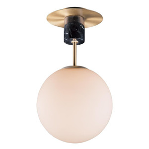 Vesper 9.75 Inch Semi Flush Mount Light – Satin Brass / Black
