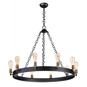 Noble 37.5 Inch Chandelier – Black / Natural Aged Brass