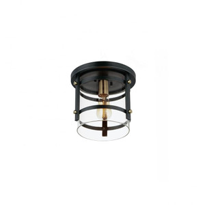 Capitol 9.75 Inch Flush Mount Light – Black / Antique Brass