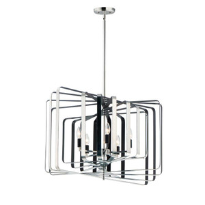 Radial 30 Inch 5 Light Pendant – Polished Nickel / Black