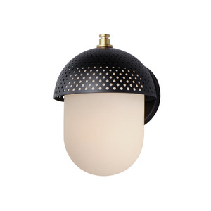 Perf 7.5 Inch Outdoor Wall Lantern Light Black + Gold – Black / Gold