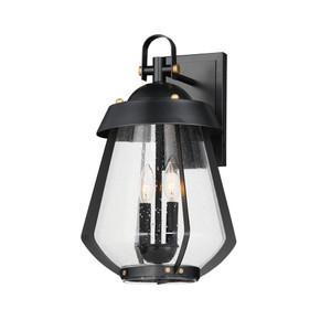 Mariner 9.75 Inch Outdoor Wall Lantern – Black / Antique Brass
