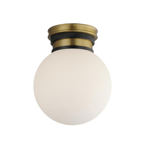 San Simeon 7.75 Inch Semi Flush Mount Light – Black / Natural Aged Brass