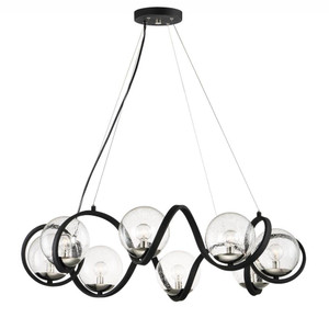 Curlicue 35 Inch 8 Light Pendant – Black / Polished Nickel