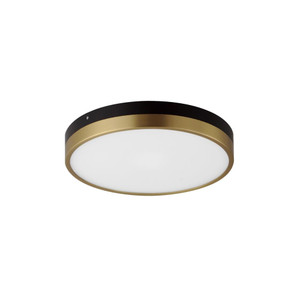 Dapper 12 Inch Flush Mount Light – Black / Antique Brass