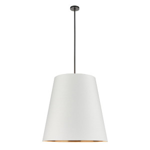 Calor 30-in Urban Bronze/White Linen With Gold Parchment 3 Lights Pendant