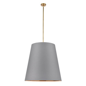 Calor 30-in Gray Linen With Gold Parchment/Vintage Brass 3 Lights Pendant