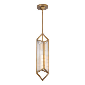 Cairo 19-in Ribbed Glass/Vintage Brass 1 Light Pendant