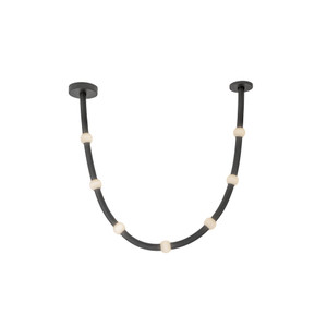 Corda 7-ft Black/Opal Glass LED Pendant